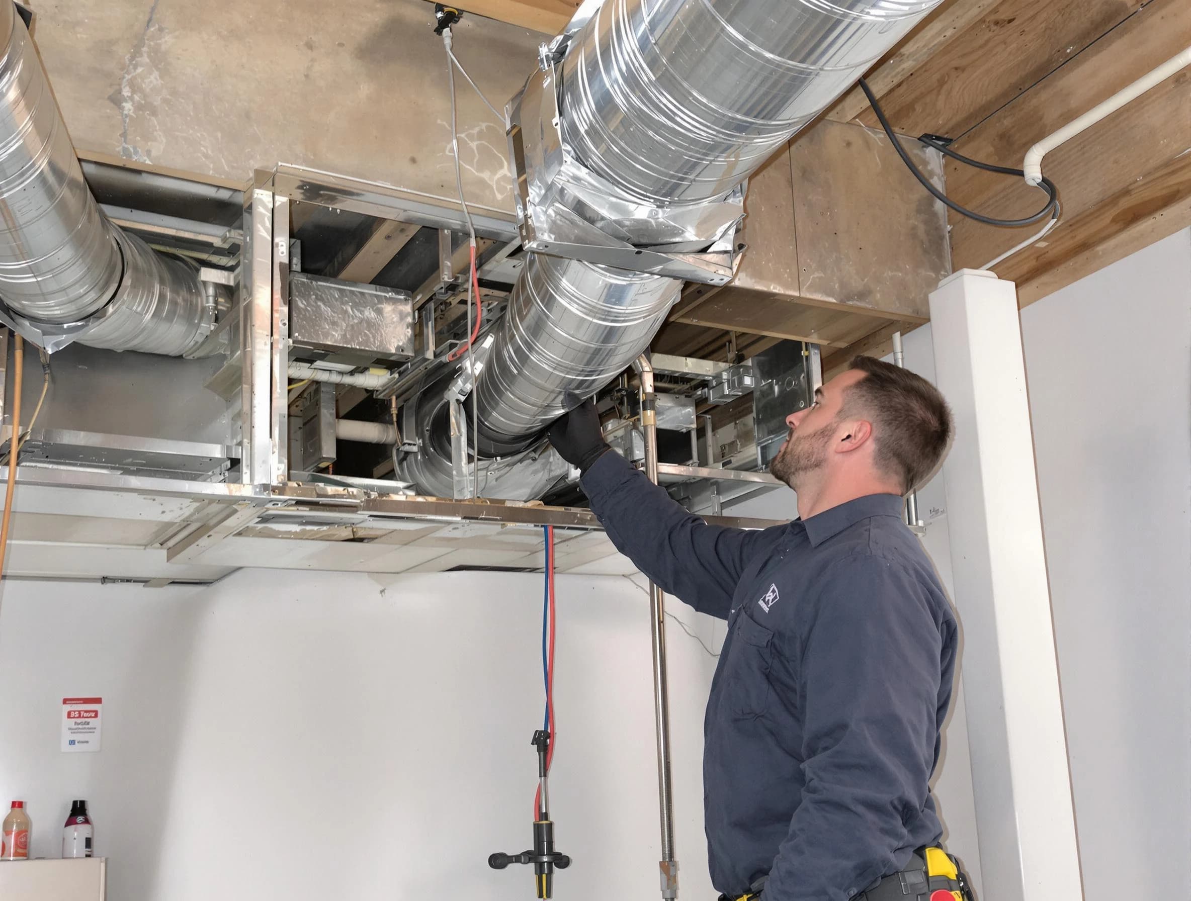 Guthrie Air Duct Cleaning technician performing professional air duct repair using specialized tools in Guthrie