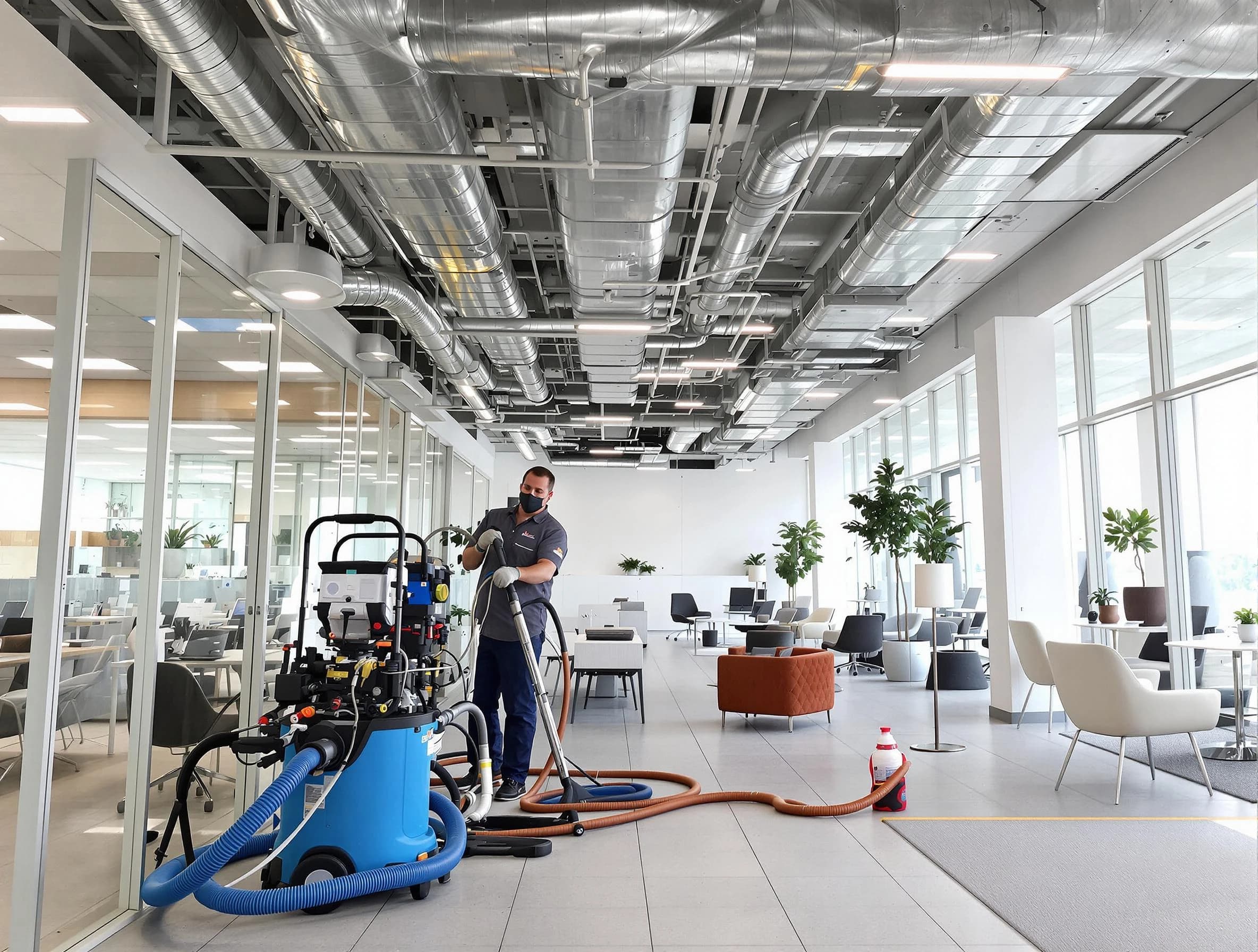 Guthrie Air Duct Cleaning team conducting comprehensive commercial duct cleaning at a business location in Guthrie