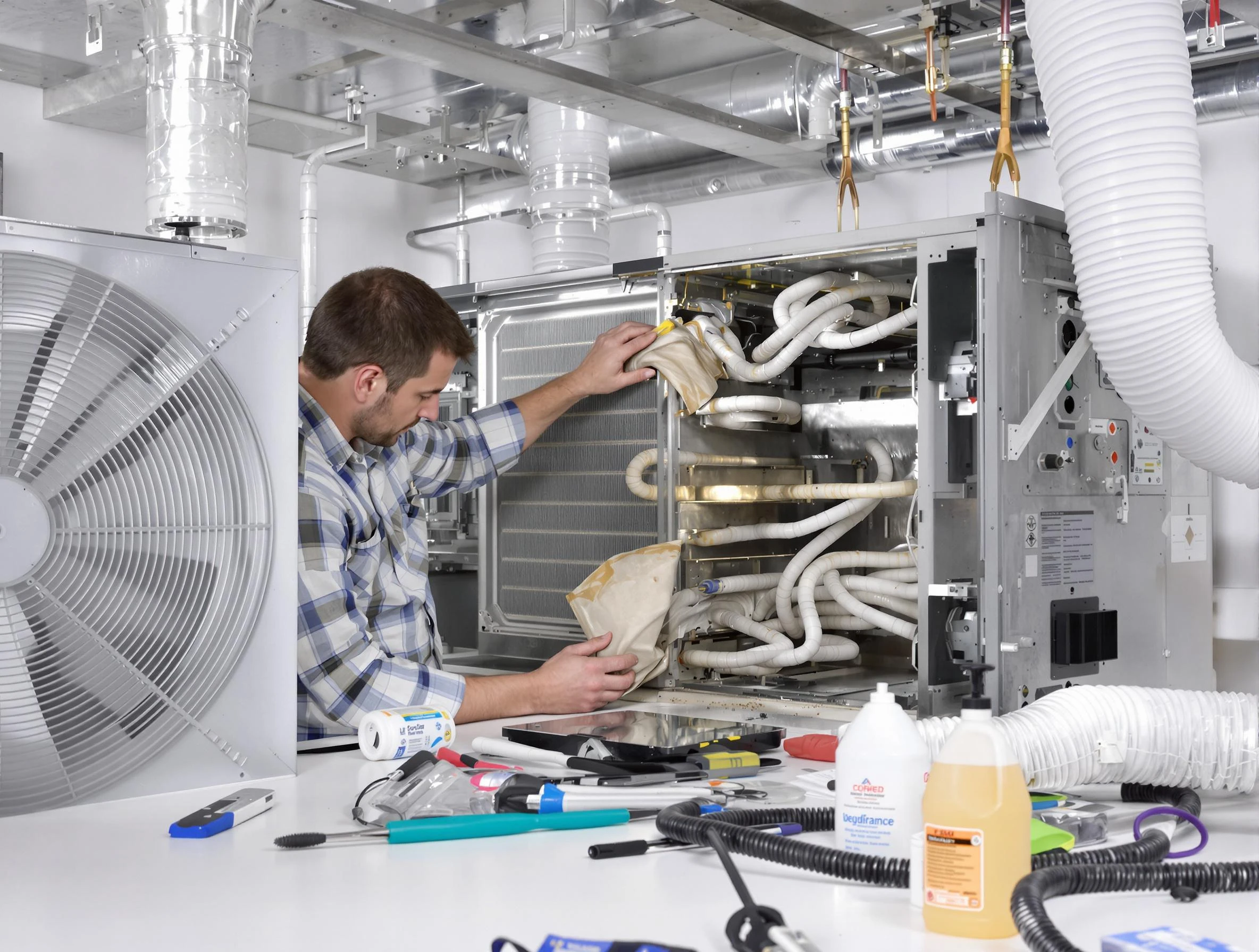 Guthrie Air Duct Cleaning specialist performing precision AC coil cleaning in Guthrie